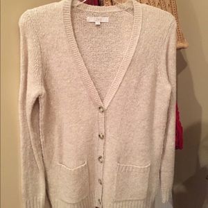 LOFT beige boyfriend length cardigan.